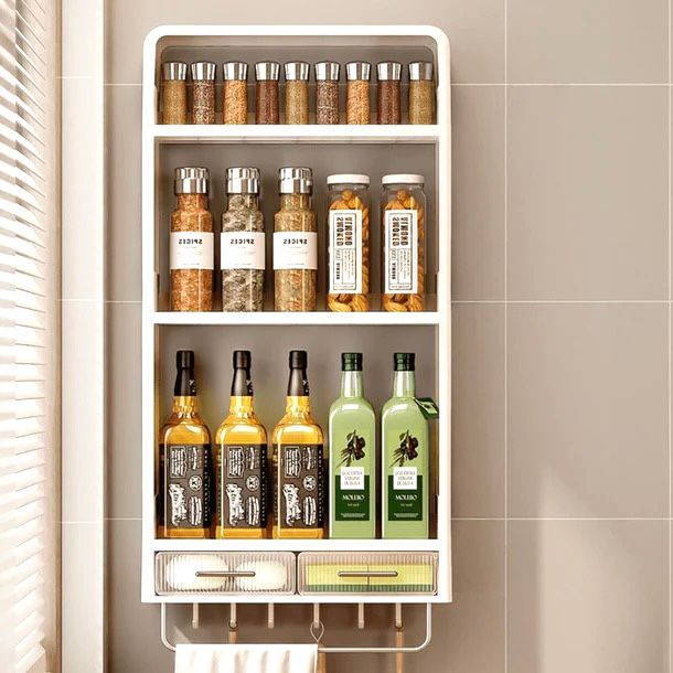 Toiletry Rack Wall Mounted Toiletries Cosmetic Storage Racks Kitchen Seasoning Bottle ...