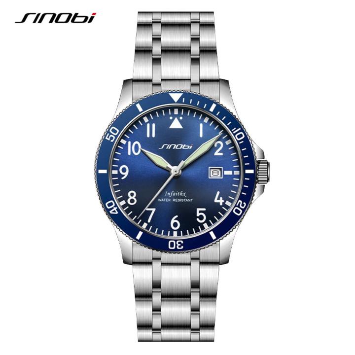 SINOBI Watch Men Tops Brand Luxury Watches Quartz Wristwatch Sport Waterproof Watch for Men Luminous Clock Fashion