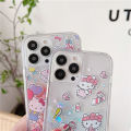 Hello Kitty Cartoon Kawaii Liquid Glitter Phone Cases for iPrelaxhone 14 13 12 11 15 Pro Max X XR Quicksand Sequins Back Cover. 