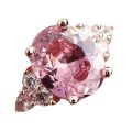 Pink Zircon Big Oval Stone Ring Female Shining Crystal Engagement Rings For Women Vintage Rose Gold Silver Color Wedding Jewelry.