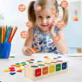 Montessori teaching aids, baby geometric shape cognition, color classification learning box, children's puzzle matching block toys. 