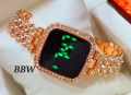 Exclusive Screen Touch LED Display Stainless steel All Material Diamond Card Stone Fashionable Women Watch. 