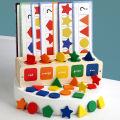 Montessori teaching aids, baby geometric shape cognition, color classification learning box, children's puzzle matching block toys. 