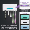 Ecocc【COD】 5 in 1 UV Light Ultraviolet Toothbrush Sterilizer Holder Automatic Toothpaste Squeezer Dispenser Home Bathroom Set High quality plug and play.