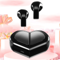 Wireless Bluetooth 5.3 Earphones Heart Shaped TWS Heart Shaped In-Ear Earbuds Couple Earphones Gamer Earphones Black.