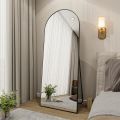 Arch Floor Mirror, Full Length Mirrors Wall Hanging or Leaning Arched-Top Full Body with Stand for Bedroom, Dressing Room, Black. 