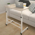 foldable height adjustable reading table 2 Layer Adjustable Height Table Portable Wood Laptop Bed Table with Wheels For Home Office.