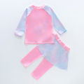 DSstyles 2pcs Girls Split Swimsuit Cartoon Mermaid Long Sleeves Tops Long Pants Beach Sunscreen Quick-drying Swimming Suit.