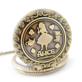 Alice in Wonderland Theme Bronze Retro Quartz Pocket Watch Collectible Vintage Fob Watches Kids Charm Xmas Brithday Gift. 