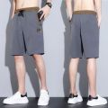 Summer new style Chinese style shorts men's embroidery loose large size straight five-point men's shorts men's sports pants.