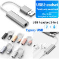 2-in-1 USB Audio Converter Controller 3.5mm Headphone And Microphone USB Sound Card USB/Type-C To 3.5 mm Stereo Jack Headset. 