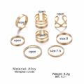 Women Twist Pearl Pearl Rings Set Fashion Geometric Hollow Crystal Ring For Women Heart Joint Rings.