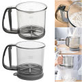 Hand Crank Flour Strainer Semi-Automatic One Hand Press Crank Sifter Plastic Sugar Powder Sieve Cup Handheld Cooking Baking Tool.