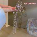 Butterfly Pearl Chain Tassel Stud Earrings For Women.