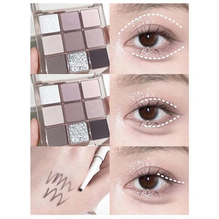Dikalu%209-color%20New%20Korean%20Eyeshadow%20Palette%20Tray%20Pure%20Sweet%20Cool%20Ash%20Crushed%20Diamond%20Smoked%20Eye%20Shadow%20Plate%20Women's%20Makeup%20-%20Image%203