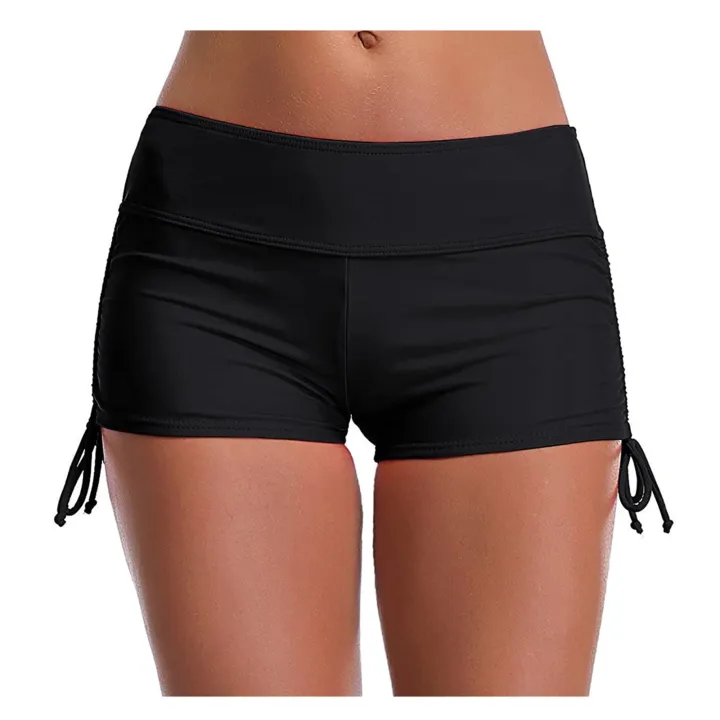 Women%20Running%20High%20Waist%20Bikini%20Bottoms%20Swim%20Briefs%20Beach%20Shorts%20Ruched%20Bottom%20Bottomed%20Sports%20Safety%20Drawstring%20Yoga%20Shorts%20-%20Image%203