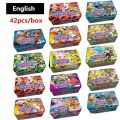42Pcs Pokemon Cards Iron Metal Box Toys Battle Game Scarlett & Violet Paldean Fates pk40. 