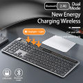 PhotonSol Wireless Keyboard Bluetooth Solar Light Powered Photovoltaic Keyboard Silent 2.4GHZ Keyboard for Computer Laptop. 