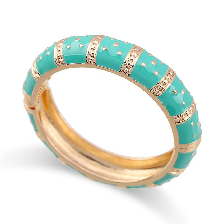 HAHA TOTO New Arrived Women's Gold Plated Enameled Colorful Round Cuff Bracelet Statement Bangle Fashion Jewelry Drop-Shipping