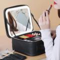 Makeup Bag With Led Lighted Mirror Travel Cosmetic Organizer Adjustable Led Vanity Mirror Women Waterproof Cosmetic Case.