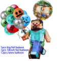 Miner Craftes Birthday Party Decoration Pixel Game Disposable Tableware Balloon Banner Backdrop Party Supplies.