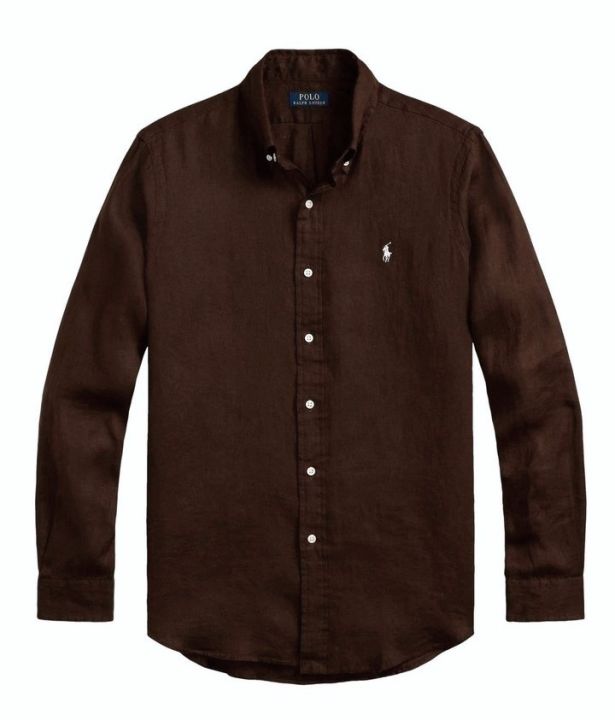 Man's%20cotton%20shirt%20full%20sleeve%20shirt%20Oxford%20shirt%20Ralph%20Lauren%20shirt%20-%20Coffee%20-%20Image%202