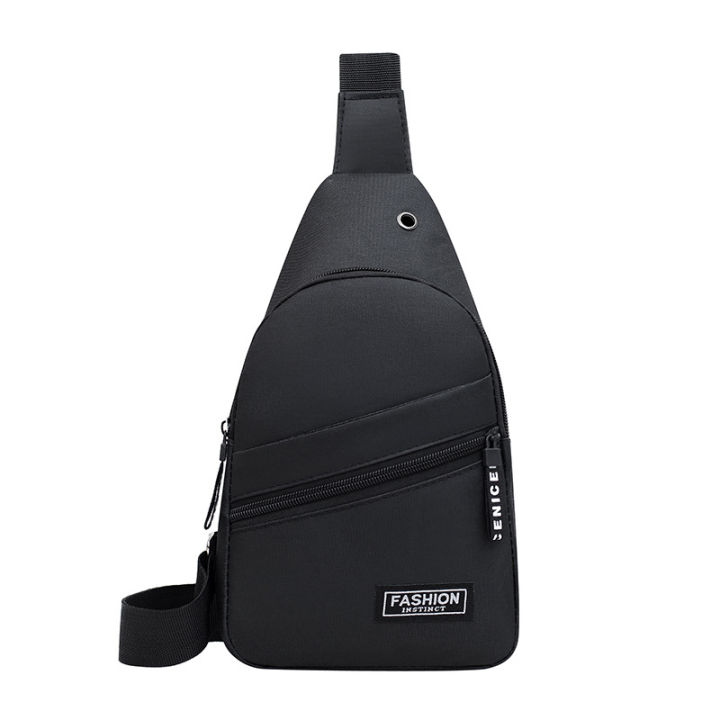 Multifunctional Chest Bag Men's Fashion Trend Oxford Cloth Shoulder Bag Crossbody Bag Casual Sports Chest Bag With Headset Hole