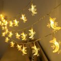 10/20lights LED Star Moon Light String 2023 EID Mubarak Decor for Home Ramadan Kareem Gift Mubarak Muslim Islamic Party Supplies. 