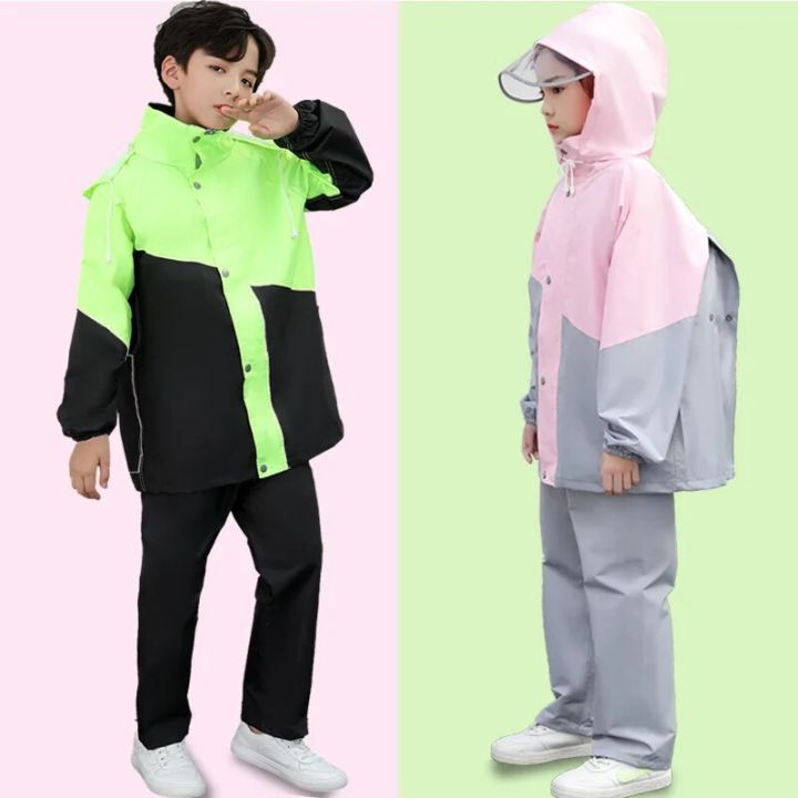 Children's Suit Raincoat Women Rain Pants Impermeable Waterproof Full Body Split Rain Poncho Outdoor Hiking Hooded Raining Coat