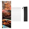12Pcs Kabob Skewers for Grilling Metal Flat Stainless Steel Long BBQ Skewers 14 Inch.