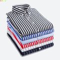 Classic Striped Shirt Men's Single-breasted Long-sleeved Shirts Autumn New Men Top Red Blue Black Slim Version Male Chemise. 