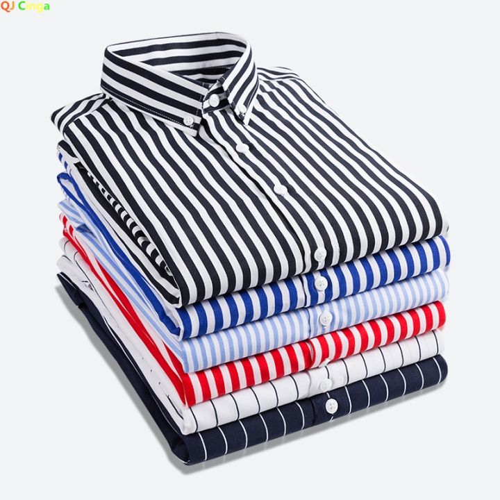 Classic%20Striped%20Shirt%20Men's%20Single-breasted%20Long-sleeved%20Shirts%20Autumn%20New%20Men%20Top%20Red%20Blue%20Black%20Slim%20Version%20Male%20Chemise%20-%20Image%203