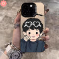 Cartoon Cute Girl Boy Love Heart Glasses Couples Case Compatible for IPhone 13 15 16 14 11 12 Pro Max 7Plus XR X XS Max 7 15 16 14 8 Plus SE 2020 Luxury Plating Metal Lens Case. 