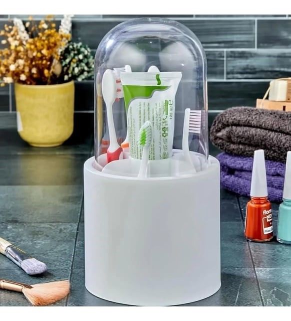 Makeup Brushes Lid Organizer Holder 360 Rotating Storage Multifunctional Desk