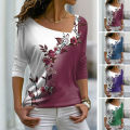 Women Spring T-shirt Pullover Floral Pattern Lady T-shirt. 