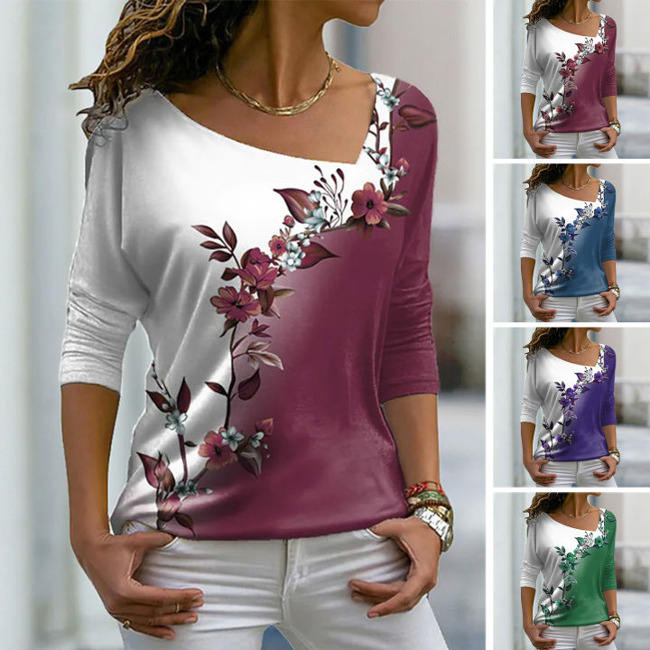 Women%20Spring%20T-shirt%20Pullover%20Floral%20Pattern%20Lady%20T-shirt%20-%20Image%205