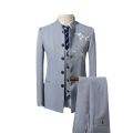Men Suit Coat Vest Pants Fashion Chinese Retro Style Wedding Groom Suit Stand Collar Classic Terno Masculino Business Blazers.