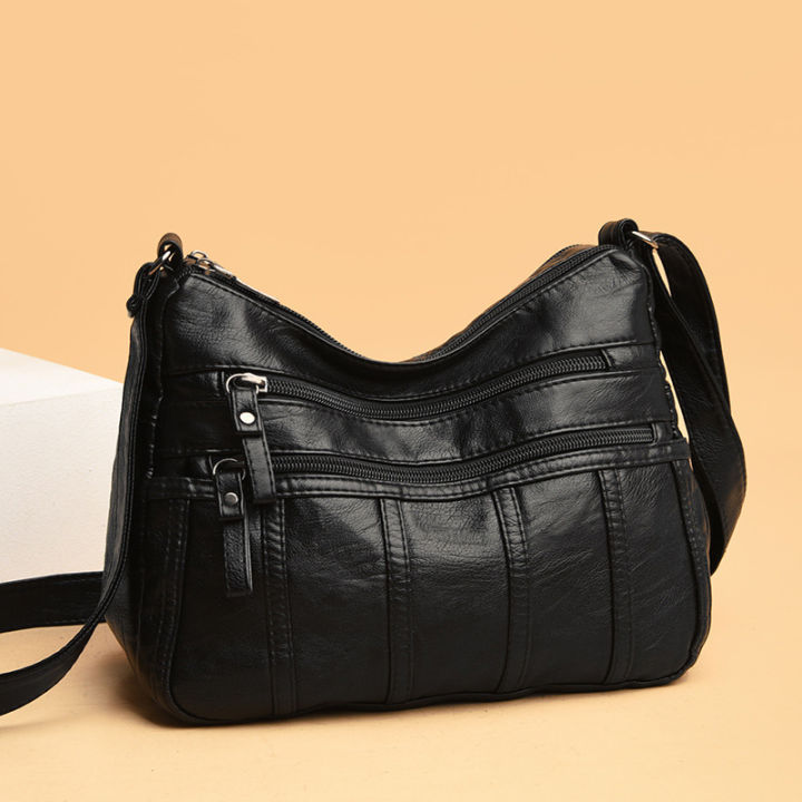 Crossbody%20Bag%20Women's%202020%20New%20Soft%20PU%20Fashion%20Versatile%20Bag%20Multi-layer%20Korean%20Version%20Simple%20Washed%20Leather%20One%20Shoulder%20-%20Image%202