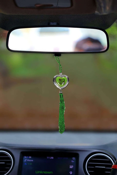 Car%20Hanging%20Du%20ah%20With%20%20Interior%20Rear%20view%20Mirror%20Decoration%20Heart%20shape-Green%20-%20Image%203