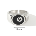 Pool Ball Ring Billiards Men'S Ring Adjustable Number Black 8 Eight Pool Billiard Ring, for Pool Lovers. 