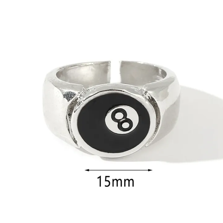Pool%20Ball%20Ring%20Billiards%20Men'S%20Ring%20Adjustable%20Number%20Black%208%20Eight%20Pool%20Billiard%20Ring,%20for%20Pool%20Lovers%20-%20Image%202