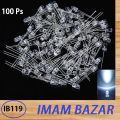 100Ps 5mm White LED Diode Lights - [Ultra Bright] Clear Transparent DC 3V 20mA Emitting Diodes LEDs Bulb. 