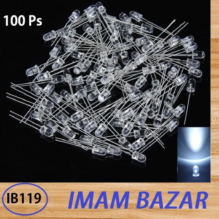 100Ps%205mm%20White%20LED%20Diode%20Lights%20-%20%5BUltra%20Bright%5D%20Clear%20Transparent%20DC%203V%2020mA%20Emitting%20Diodes%20LEDs%20Bulb%20-%20Image%202