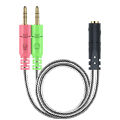3.5mm AUX Audio Mic Splitter Cable Earphone Headphone Adapter PC Headphone Converter.