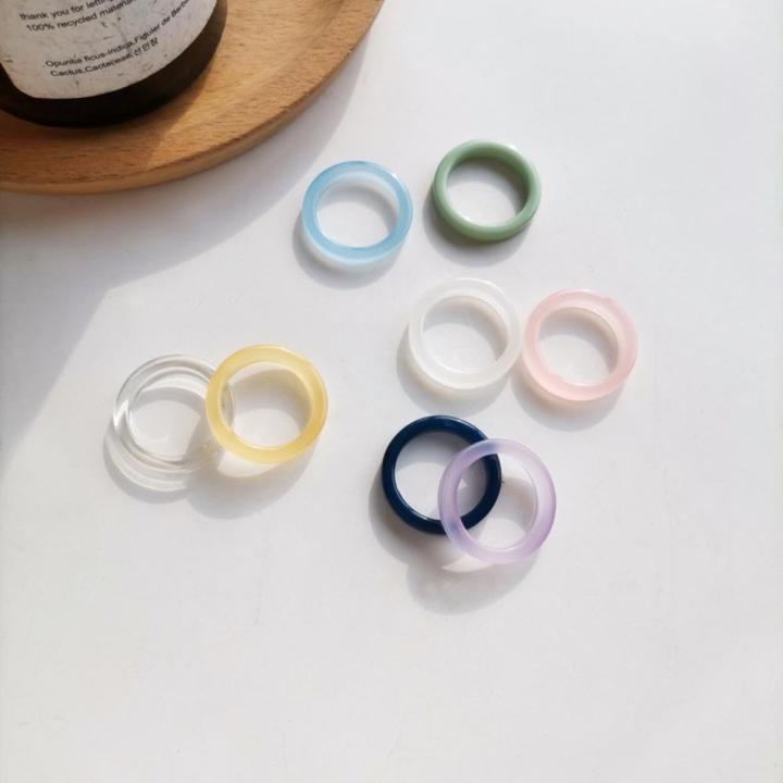 6pcs/set Gummy Bear Rings For Women Girls Candy Color Fashion