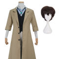 HOLOUN Bungo BSD Anime Dazai Osamu Cosplay Costume Wig Oversized Lining Coat Elastic Pants Vest Shirt Pendant Daily Wear Latest.