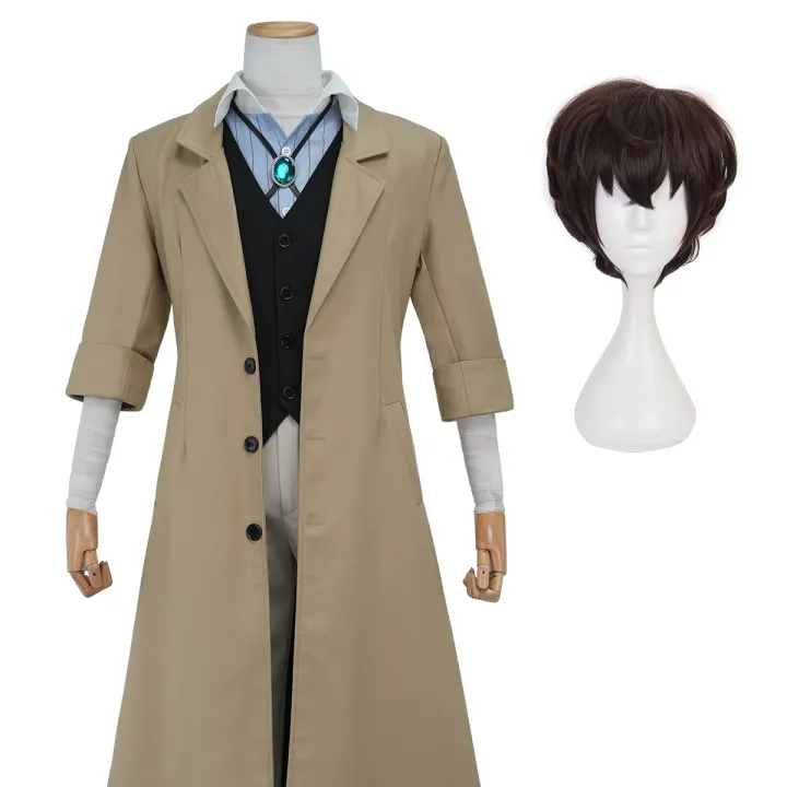 HOLOUN%20Bungo%20BSD%20Anime%20Dazai%20Osamu%20Cosplay%20Costume%20Wig%20Oversized%20Lining%20Coat%20Elastic%20Pants%20Vest%20Shirt%20Pendant%20Daily%20Wear%20Latest%20-%20Image%207