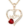 Fashion Letter Mom Heart Shaped Crystal Pendant Necklace Mother's Day Gift The Best Gift For Mom With High Quality Jewelry.