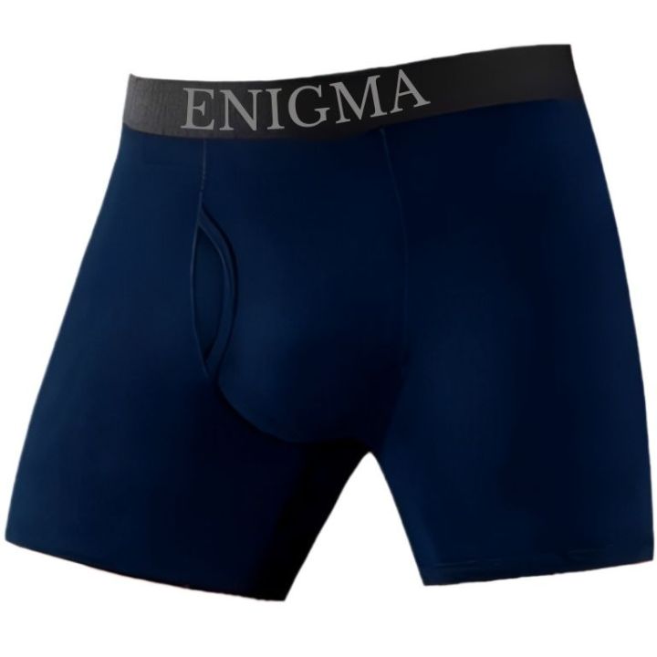 Enigma Premium Men's Underwear/Short Leg Boxer Brief/With Front Fly Opening - Navy Blue - Comfortable Fit