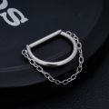 ASTM F136 Titanium 16G Hinged Segment D Shape Clicker Septum Ring with Chain Nose Ring Cartilage Earring Helix Lobe Piercing.
